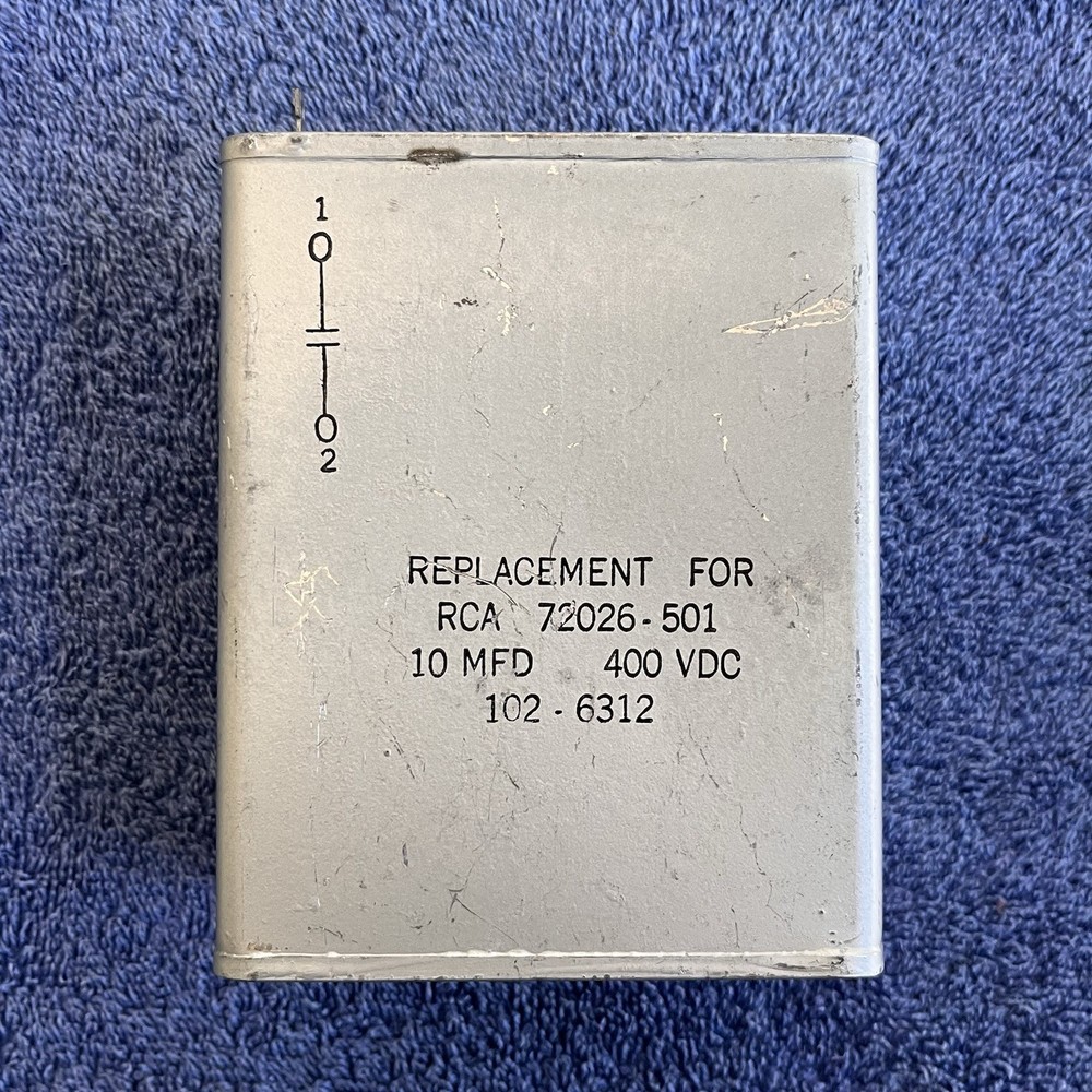 NOS RCA Capacitor 10uF 400VDC PIO Paper In Oil Tested! 72026-501 102-6312
