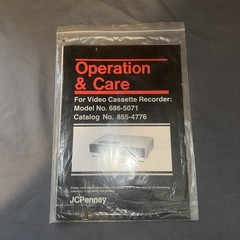 JCPenney VCR Model No. 686-6076 Catalog No. 855-4139 Operation & Care Manual