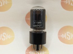 Brimar CV1988 = 6SN7GT Black Glass Lower Declined Getter – British BVA ’59 – NOS