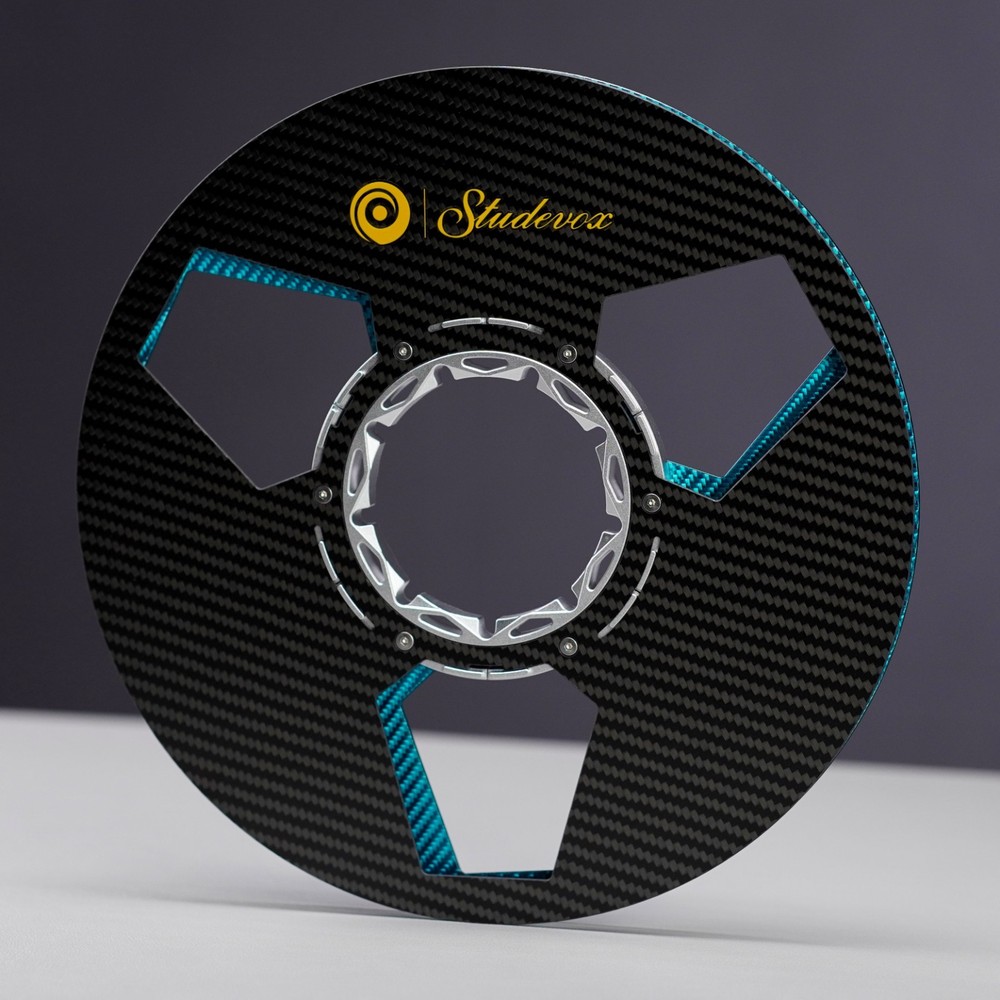 1X Studevox Pro Black/Blue 10.5″ Carbon Fiber 1/4″ Tape Reel For Tape Recorders