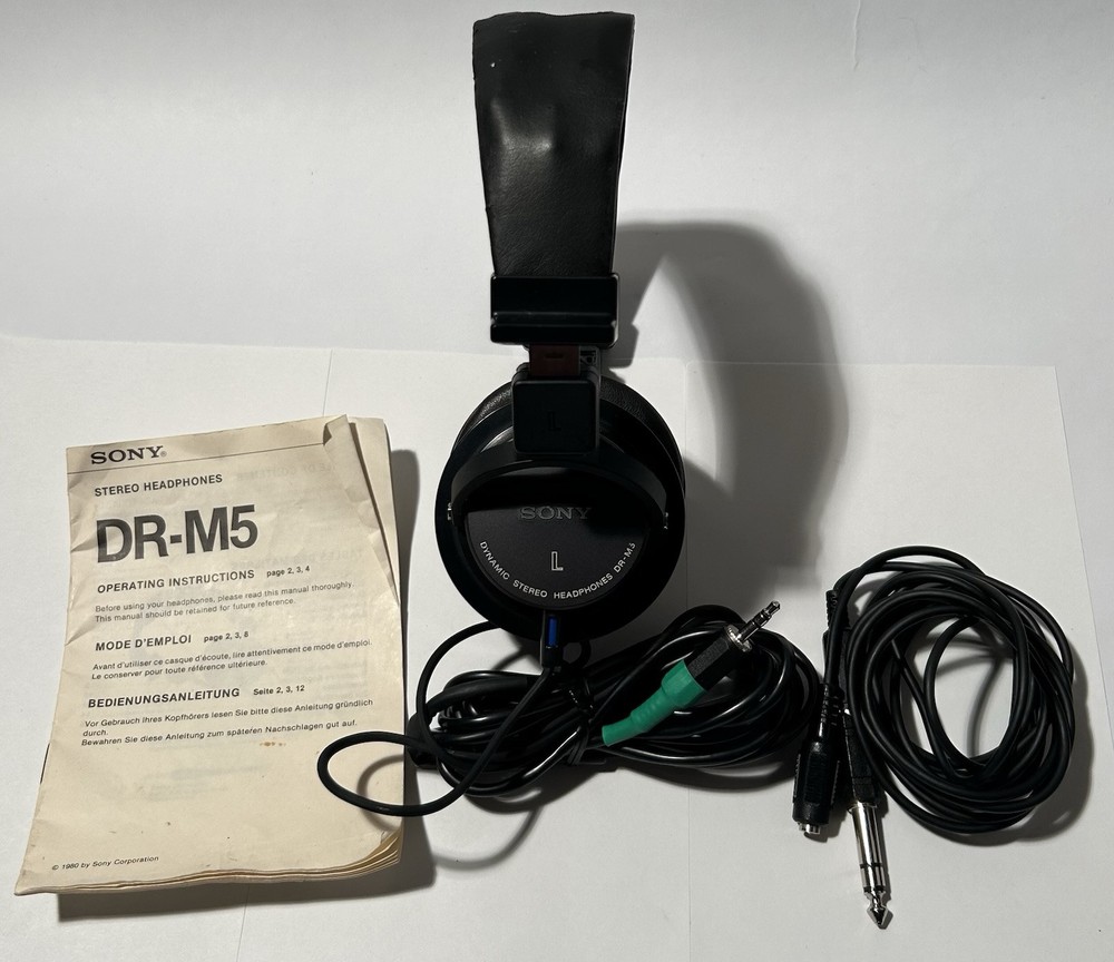 Vintage Sony DR-M5 Dynamic Stereo Headphones. Great Sound. 3.5mm & 6.35mm Jack.