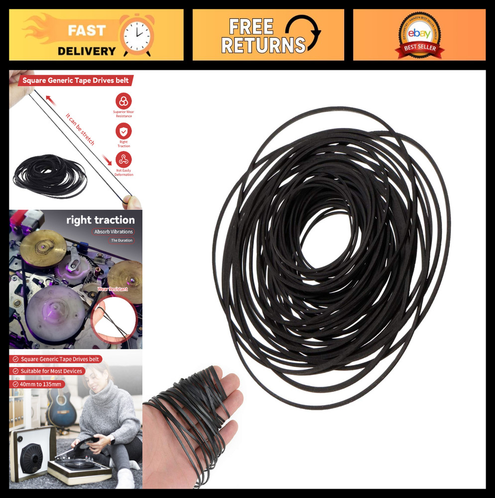 Cassette Recorder Rubber Belts for Repair & Maintenance – 50PCS, 40-135MM Square