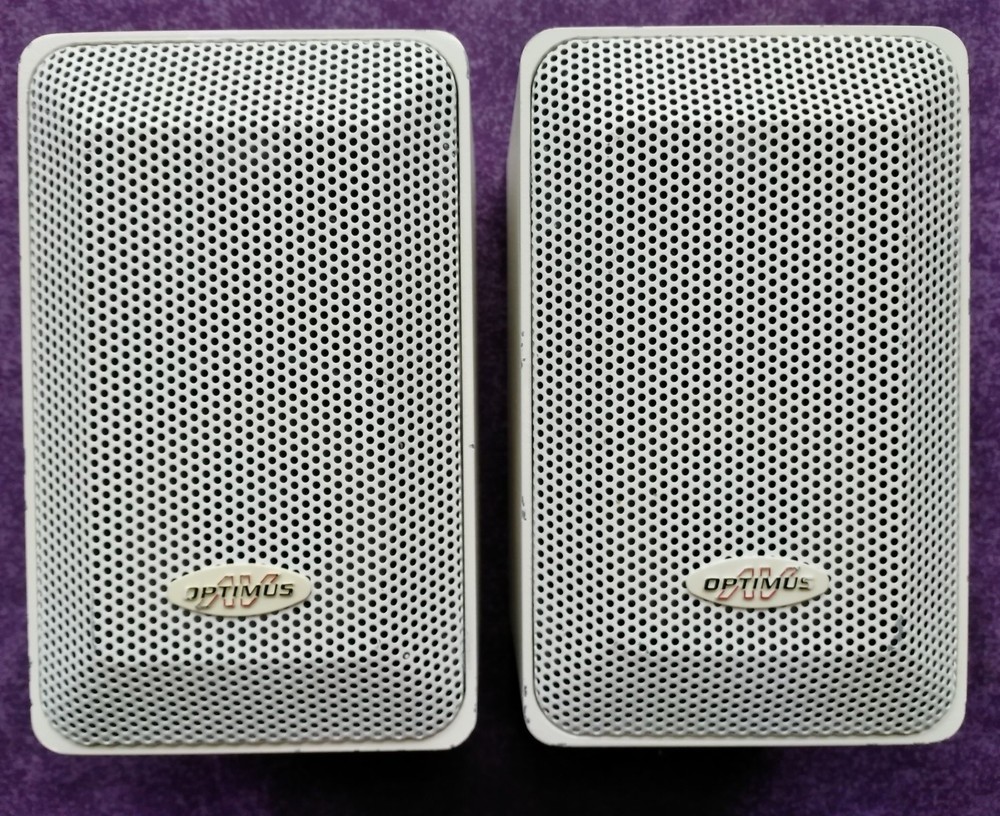 PAIR Realistic Tandy Minimus 7 Optimus Pro 7AV 40-2059 Die Cast Metal White PAIR