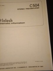 McIntosh C-504 Service Manual Schematic Information Preamplifier Photocopy