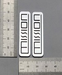 Mission Electronics Badge Logo Emblem Custom Incised Silver Pair With Adhesive