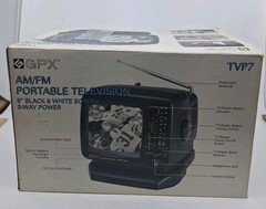 Vintage GPX Portable TV Television AM/FM Radio 5″ Black White Screen TVP7 READ