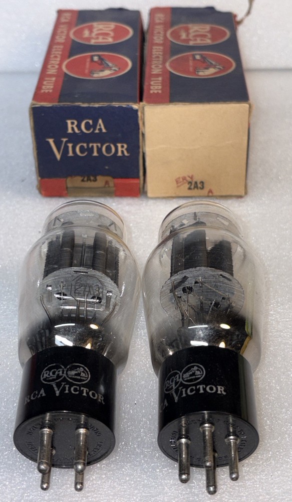 Pair RCA Victor 2A3 DD Getter Vacuum Tubes Amplitrex Tested NOS NEW IN BOX