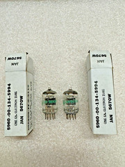 NOS NIB 70’s Sylvania JAN 5670W Black Plate Matching Pair Tubes 396a 2c51