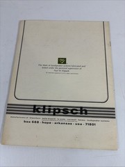 Klipsch Loudspeaker Systems Advertising Catalog with Price List 1970s Klipschorn