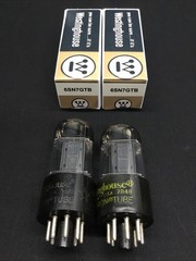 MATCHED PAIR WESTINGHOUSE 6SN7GTB Tall Bottle BLACK PLATE Vacuum Tubes H.9457