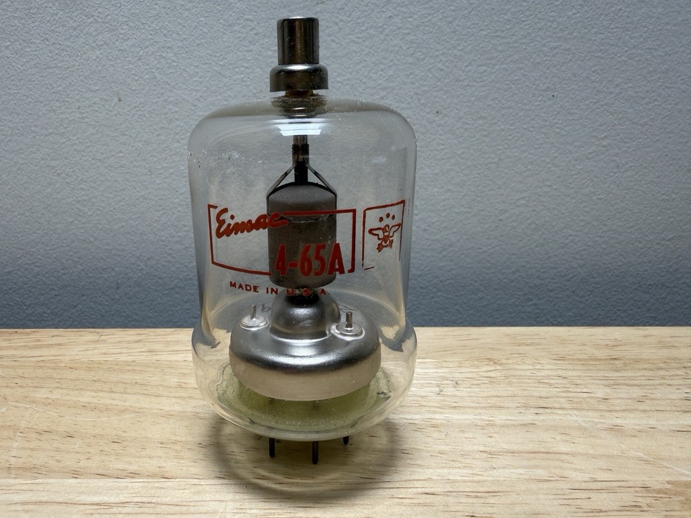 1 EIMAC 4-65A Vacuum Tube 65-Watt Transmitting Tetrode URANIUM GLASS See Photos