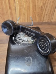 Stromberg Carlson 1553W Black Rotary Dial Wall Telephone Handset Cord UNTESTED