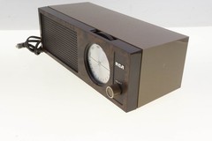 Vintage RCA RZA 203 T AM Radio NEW IN BOX Brown TESTED Burl Woodgrain Employee
