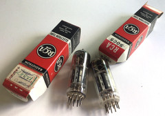 2 RCA 12BH7 Grey Plate Dual Triode Vacuum Tubes Vtg Both Test Good in RCA Boxes
