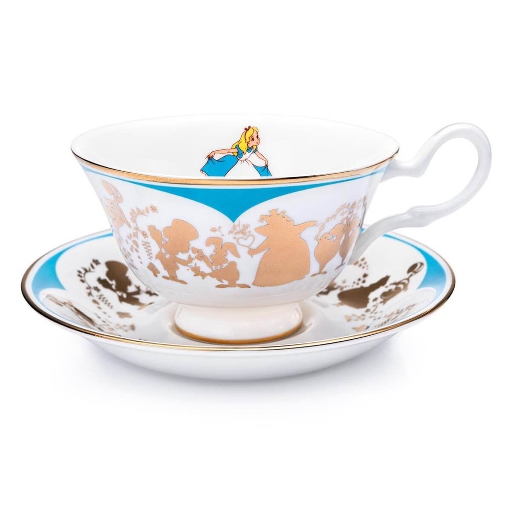 Disney Alice in Wonderland Cup and Saucer, Fine Bone China, 7.5 × 15 ×
