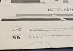 Mitsubishi VHS Video Cassette Recorder Owner’s Guide Model HS-U446