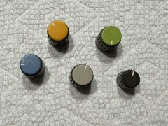 Fostex Model 350 Recording Mixer Control Knob Lot 5 Orange Blue Gray Green Black