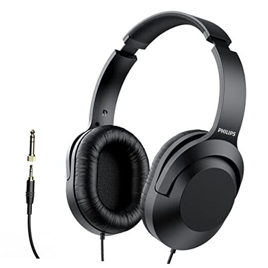 Philips Over Ear Wired Stereo Headphones for Podcasts, Studio One Size Black