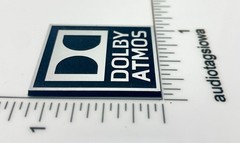 Dolby Atmos Badge Label Incised Silver Acrylic Custom Made Self Stick