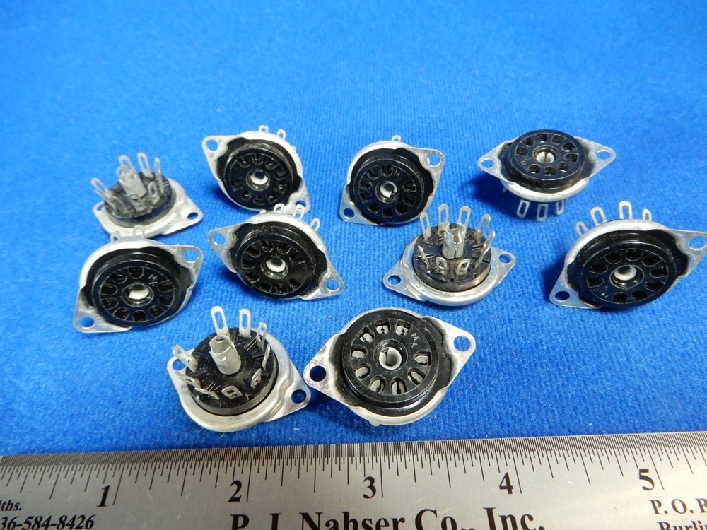 Bottom Mount 9 Pin Vacuum Tube Sockets Great Quality Qty 10 NOS 1 1/8″ Btwn Cntr