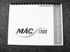ONE BRAND NEW COPY OF MCINTOSH MAC1700 STEREO RECEIVER OWNER’S MANUAL