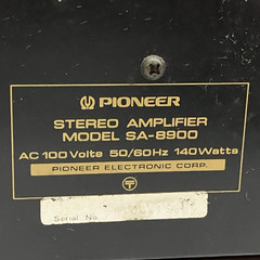 Pioneer SA-8900 Integrated Stereo Amplifier Silver Face 1970s Vintage 100V AC