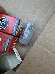 Vintage Assorted Vacuum Tubes Lot Sylvania RCA GE Philco With RCA tube caddy