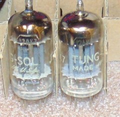3 NOS RARE TUBES PAIR 12AX7 ECC83 SQUARE GETTERS TALL PLATE 16 POINTS MICA 5Y3GT