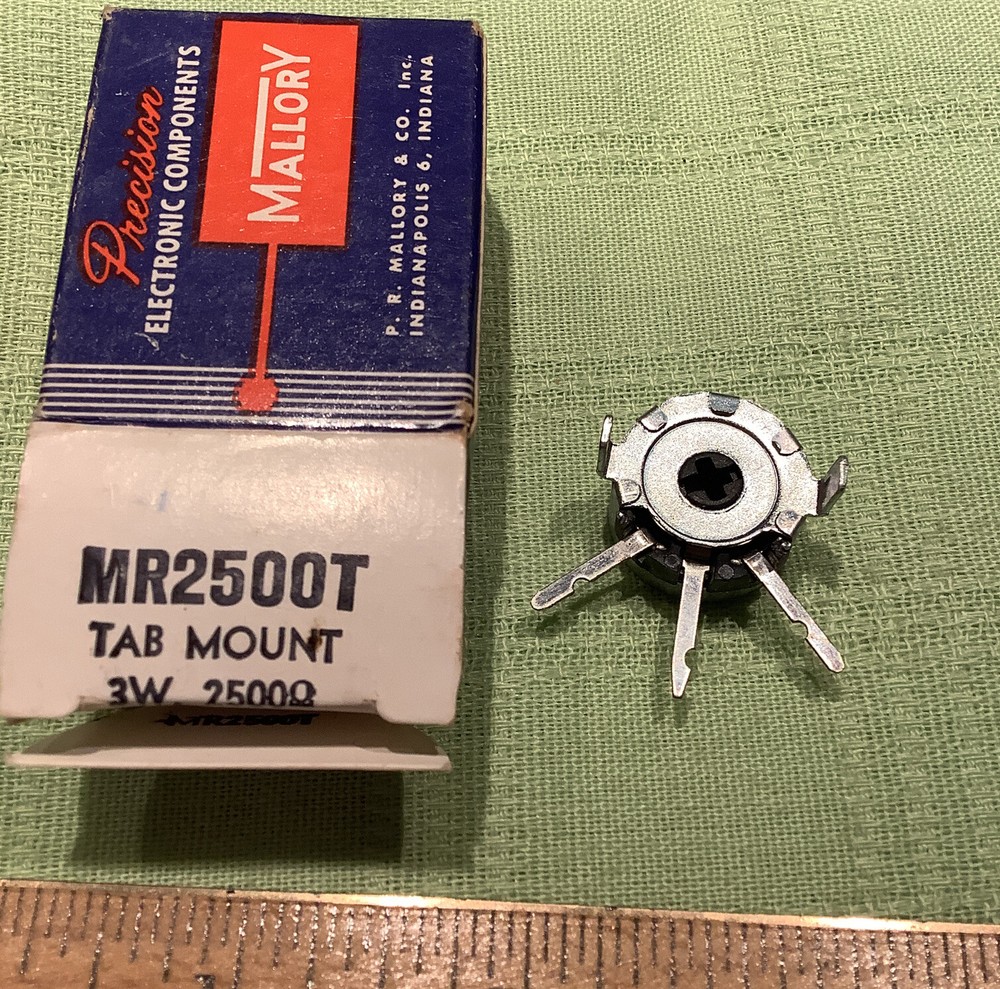Mallory Potentiometer MR2500T tab mount 2500 ohms 3 watts
