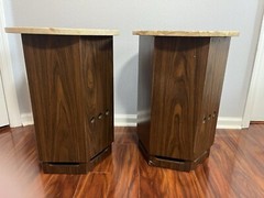PAIR EMPIRE GRENADIER 6000 SPEAKERS Round Marble Table Top Vintage
