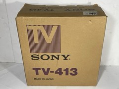 Vintage Sony TV 413 Mini Black & White FM/AM Television + Box & Power Supply