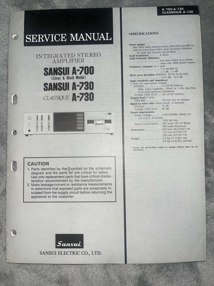 SANSUI A-700 730 Amplifier Service Manual Original