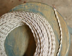 8′ Twisted Cloth Covered Wire & Plug, Vintage Light Rewire Kit, Lamp Cord, rayon