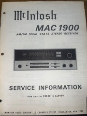McIntosh MAC 1900 Service Manual Receiver Original 4X230 AL9999