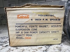 CALRAD S502 5 Watt 8 ohm 4″ Speaker/Tweeter Vintage Radio NOS Made in Japan IOB
