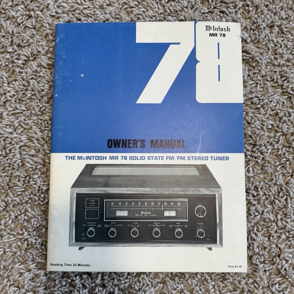 McIntosh MR 78 Solid State FM/AM Stereo Tuner Owner’s Manual