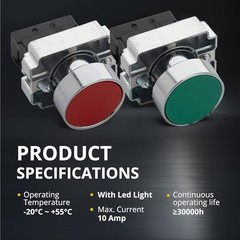 22mm Control Station Box Set – Momentary Push Button Switches (Red & 1 Pack