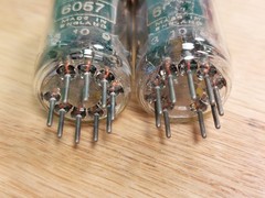 Pair of Brimar 6057 Yellow T Black Plate Square Getter 1956 Tubes – 6% matched