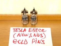 1x E88CC (ECC88, 6N23P-EV) Tesla, GOLD PINS (NEW, NOS, from 70s) TESTED 100%