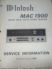 McIntosh MAC 1900 Service Manual Receiver Original 1X001