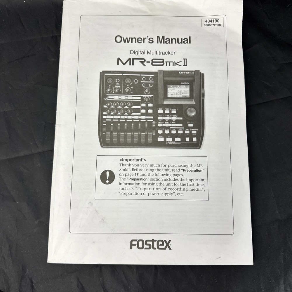 Fostex MR-8MKII Digital Multitracker OWNER’S MANUAL Original
