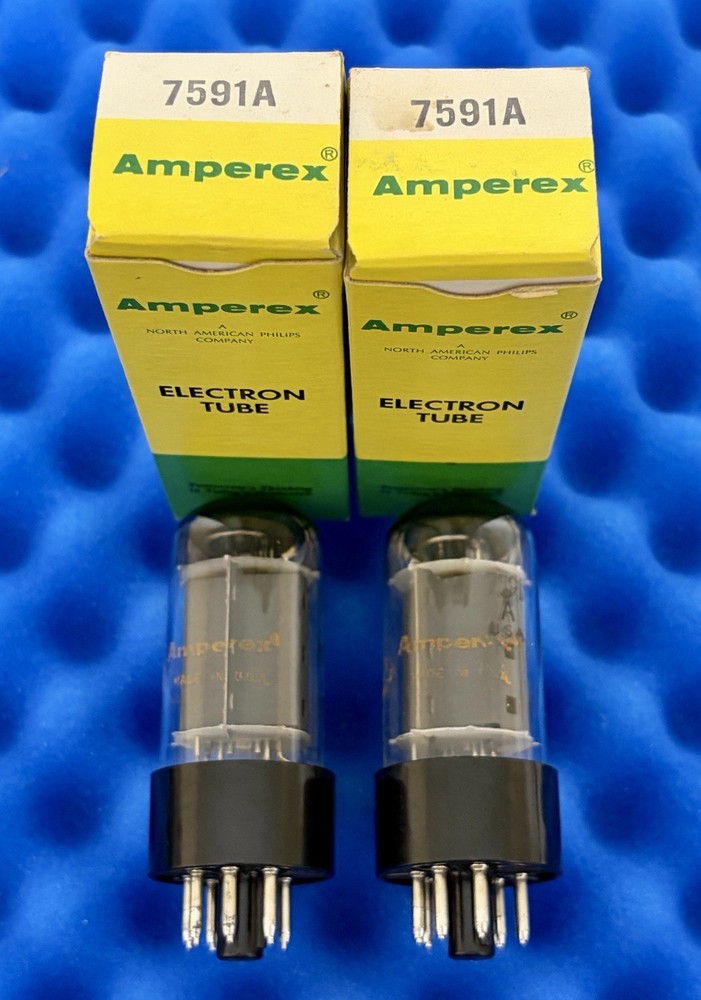 TWO Amperex 7591A Tubes / Amplitrex Tested Above 90% / Within 3% Gm Matched