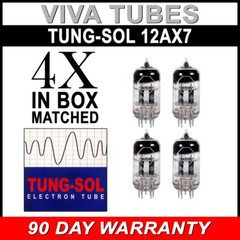 New Gain Matched Quad (4) Tung-Sol Reissue 12AX7 ECC83 Tubes – Authorized Dealer