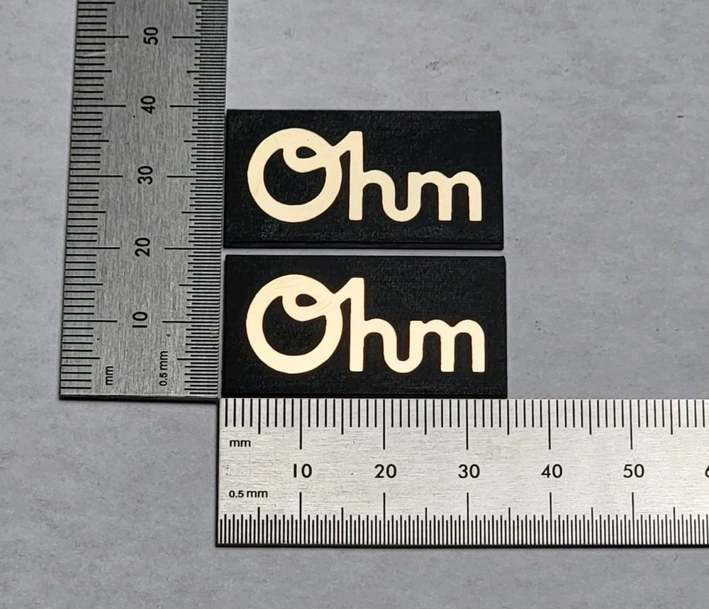Ohm Speaker Grill Badge Logo Emblem Nameplate Gold Small Pair With Adhesive