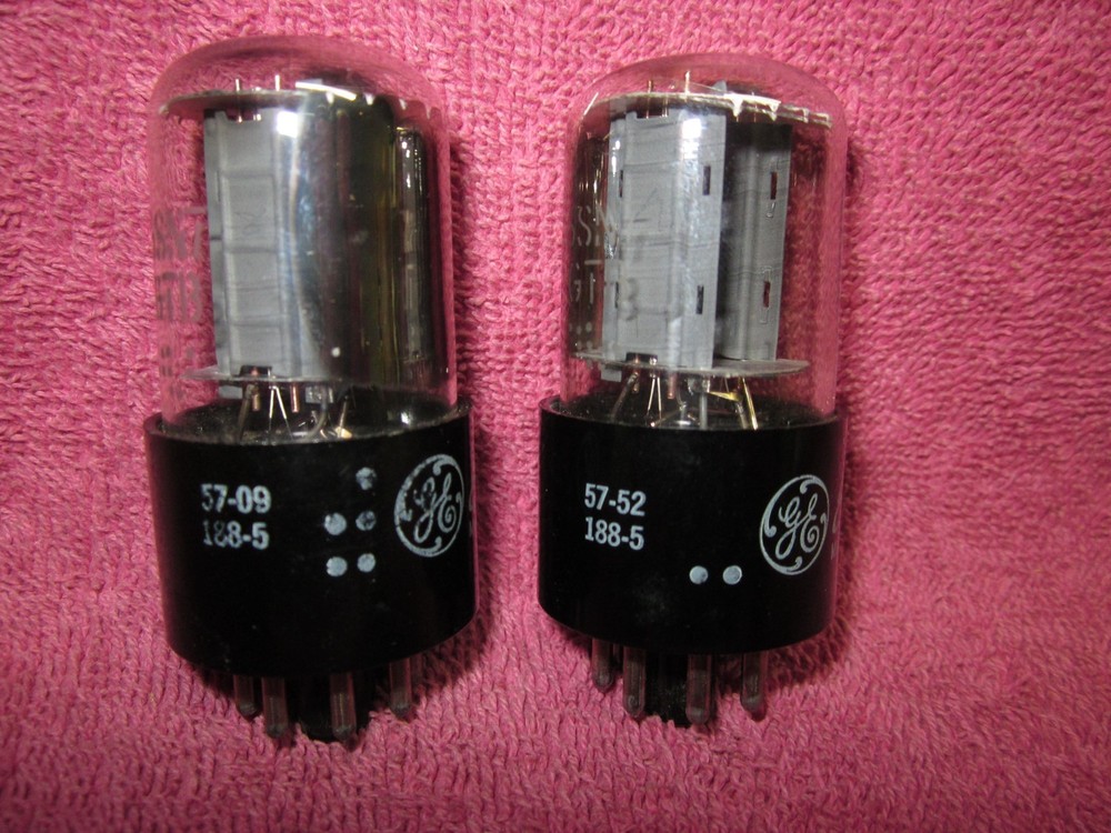 Pair 1957 GE Side Getter 6SN7GTB Tubes STRONG! 6SN7