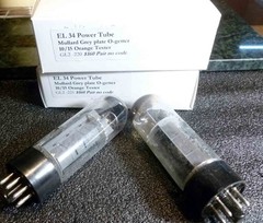 Pair Matsushita made EL34 Power Tubes Strong 10 out of 15 on Orange Tester