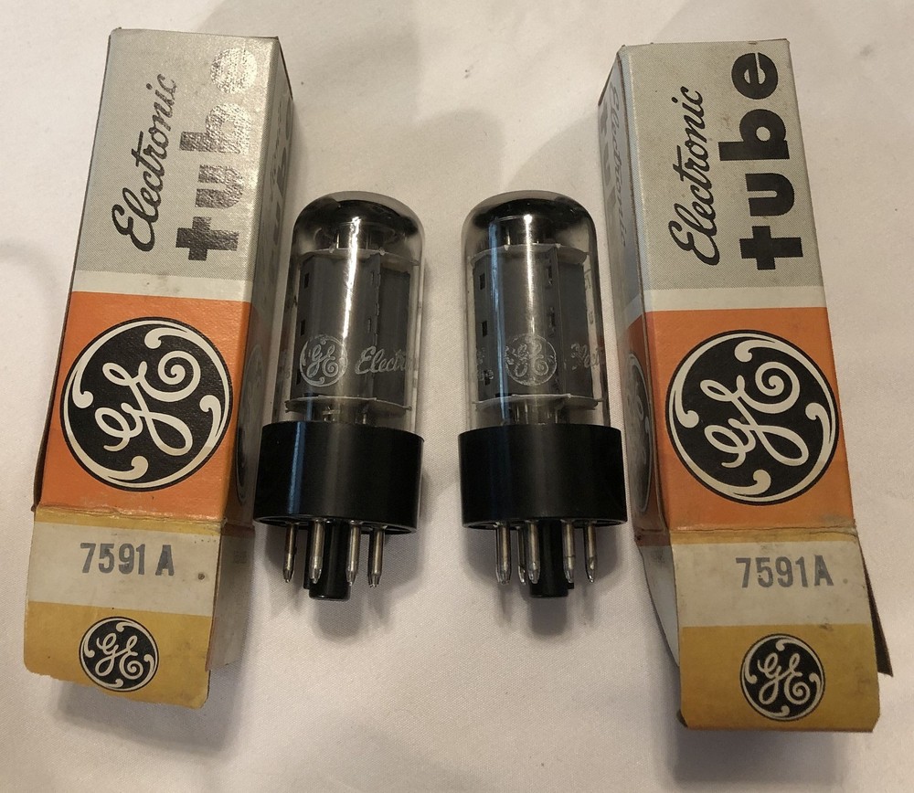 Pair Vintage GE 7591A Vacuum Tubes. NIB, NOS, Beam Power Tubes. Power/Output