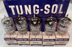 5- Tungsol 5670 Black Plate Vacuum Tubes New In Box Matching Dates