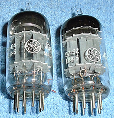 2 General Electric JG 5814A aka 12AU7 Vacuum Tubes Vintage Audio Twin Triodes