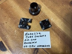 3 BAKELITE UX 4 PIN tube socket BAYONET TYPE 81, 01A UX-26, UX-227 VTG RADIO